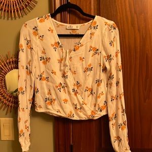 Hollister Wrap Floral Long Sleeve Top Women's Xsmall